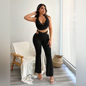 SHEIN Black Boot Cut Flare Jumpsuit